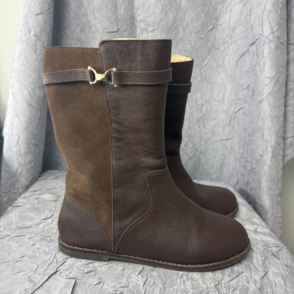 Janie and Jack Kids Brown Leather Suede Buckle Zip Tall‎ Riding Boots Size 13k